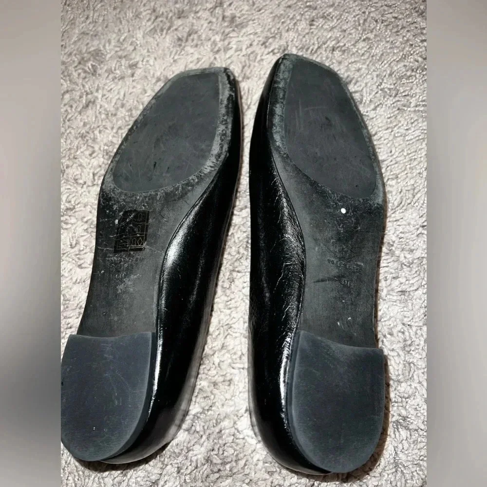 TORY BURCH WRINKLE LEATHER BALLET FLAT IN PERFECT BLACK 6M - Picture 3 of 5